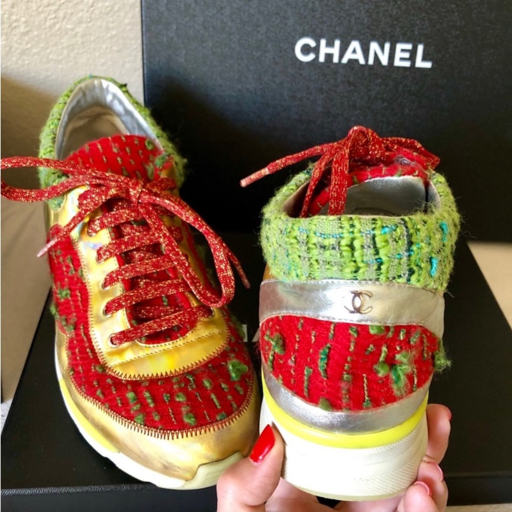 CHANEL TRAINERS TWEED SNEAKERS SIZE 42 LIMITED COLOR STYLE